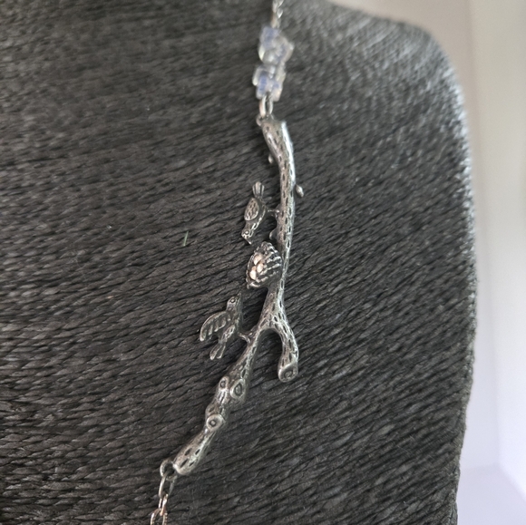 Vintage Pewter Crystal Intricate Long Necklace - Picture 9 of 9